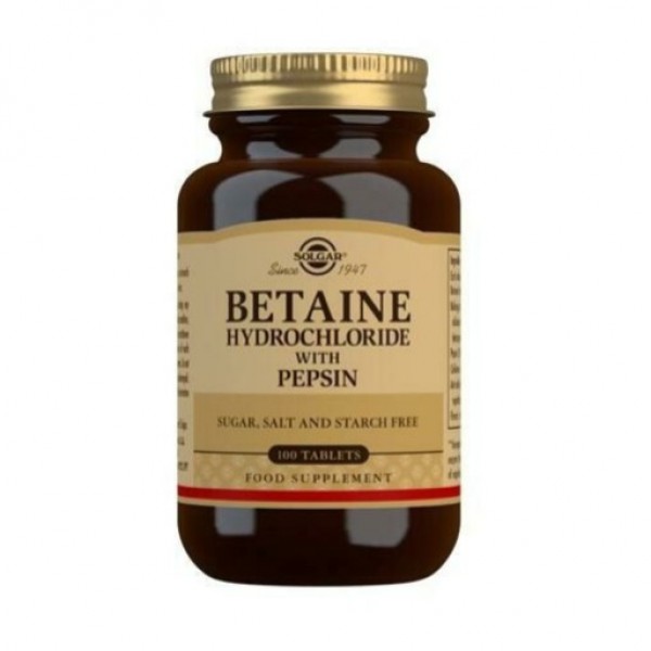 Betaina Clorhidrato Con Pepsina 100 Comps Solgar